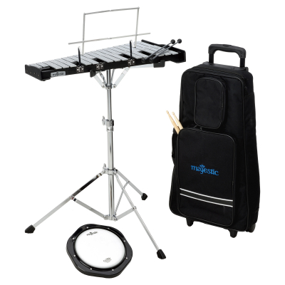 Majestic Percussion - Bell and Practice Pad Kit with Roll Cart