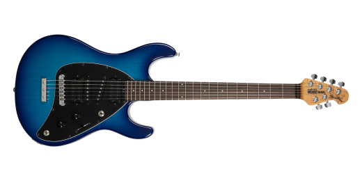 Ernie Ball Music Man - Steve Morse Signature Electric Guitar with Case - Blue Burst Sparkle